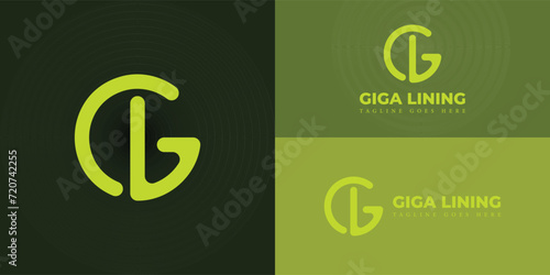 abstract initial letter G and L logo in yellow color isolated in green background applied for infrastructure services company logo also suitable for the brand or company that has initial name GL or LG