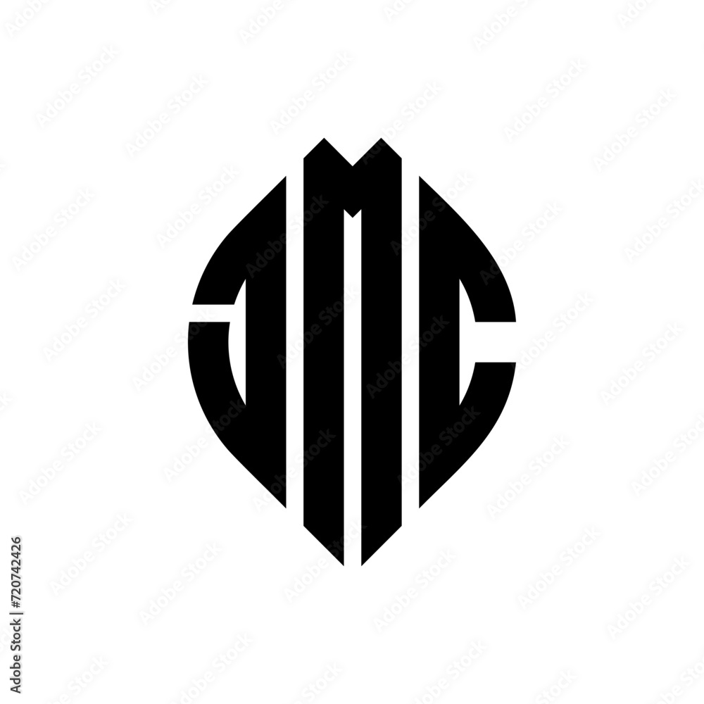 Vetor de JMC circle letter logo design with circle and ellipse shape ...