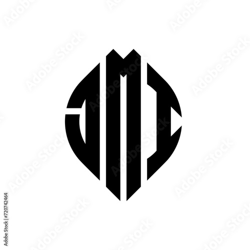 JMI circle letter logo design with circle and ellipse shape. JMI ellipse letters with typographic style. The three initials form a circle logo. JMI circle emblem abstract monogram letter mark vector. photo