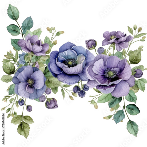 watercolor wedding elegant border isolated