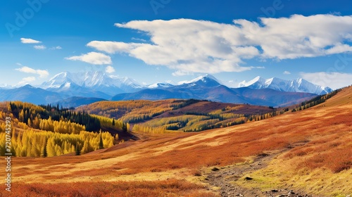 Autumn panorama of mountain lake. © roh