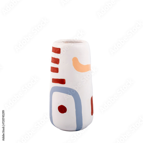 trendy design decorative ceramic vase isolated on white background