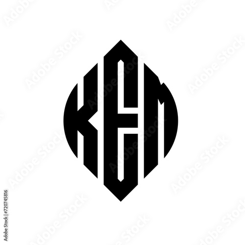 KEM circle letter logo design with circle and ellipse shape. KEM ellipse letters with typographic style. The three initials form a circle logo. KEM circle emblem abstract monogram letter mark vector. photo
