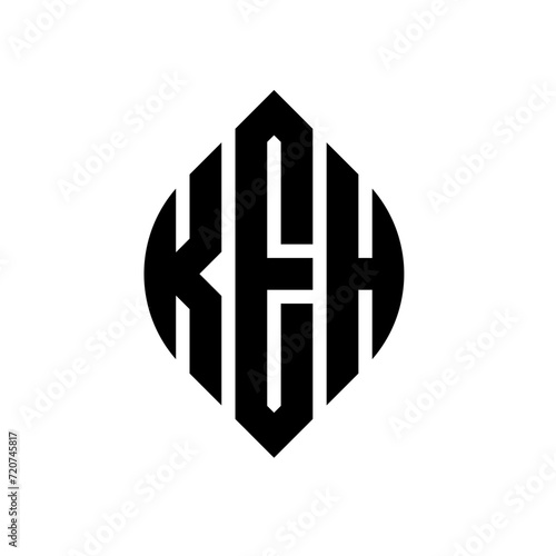 KEH circle letter logo design with circle and ellipse shape. KEH ellipse letters with typographic style. The three initials form a circle logo. KEH circle emblem abstract monogram letter mark vector. photo