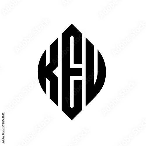 KEU circle letter logo design with circle and ellipse shape. KEU ellipse letters with typographic style. The three initials form a circle logo. KEU circle emblem abstract monogram letter mark vector. photo