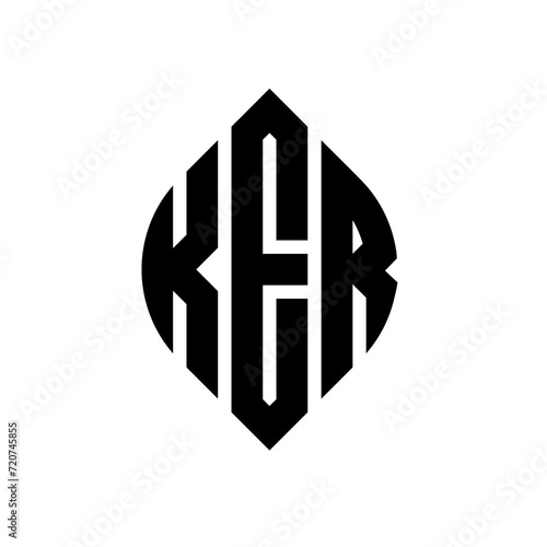 KER circle letter logo design with circle and ellipse shape. KER ellipse letters with typographic style. The three initials form a circle logo. KER circle emblem abstract monogram letter mark vector.