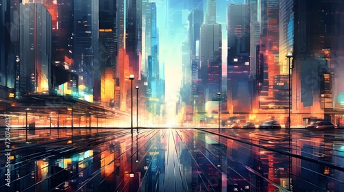 Digital Dystopia City in Pixels