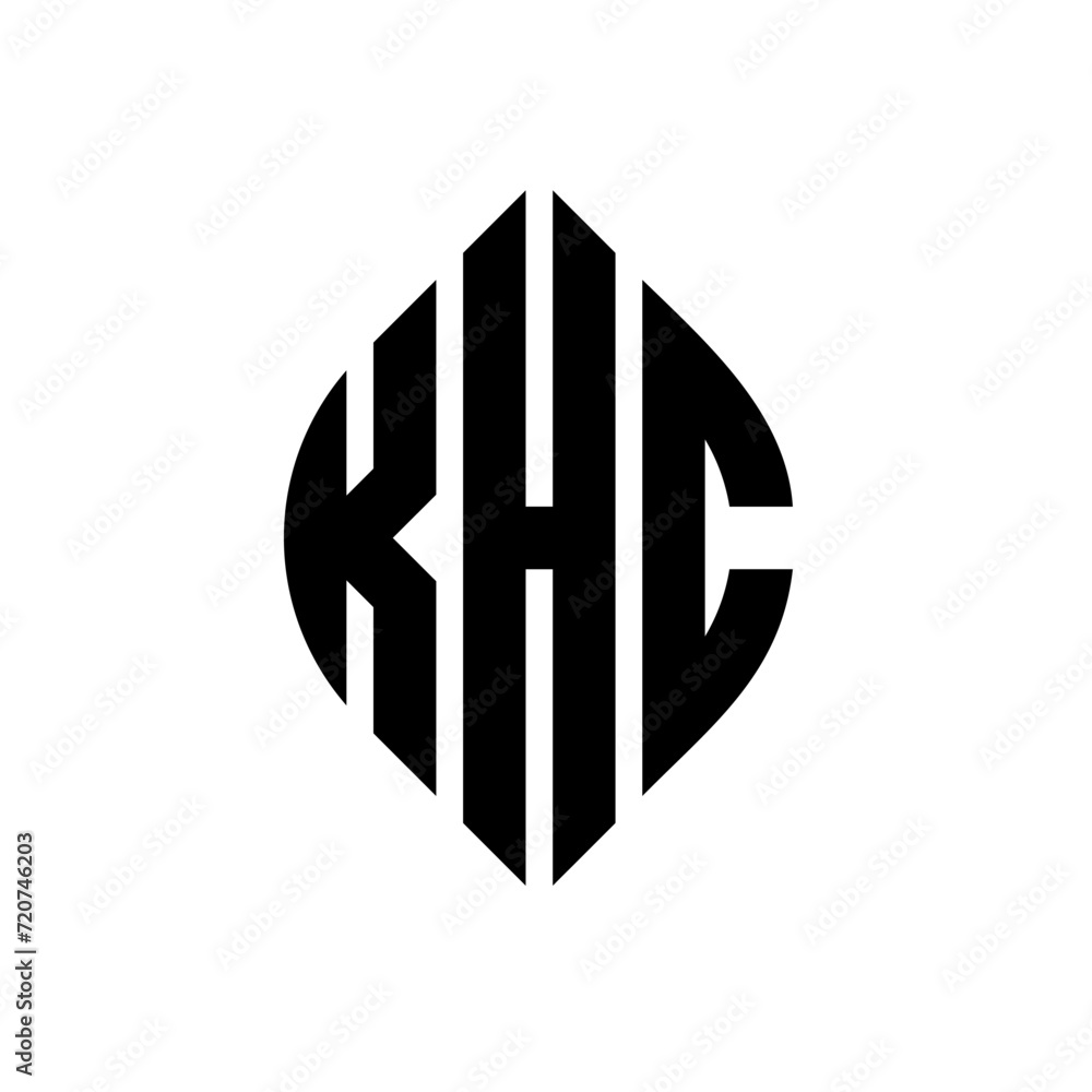 KHC circle letter logo design with circle and ellipse shape. KHC ellipse letters with typographic style. The three initials form a circle logo. KHC circle emblem abstract monogram letter mark vector. KHC circle letter logo design with circle and ellipse shape. KHC ellipse letters with typographic style. The three initials form a circle logo. KHC circle emblem abstract monogram letter mark vector.