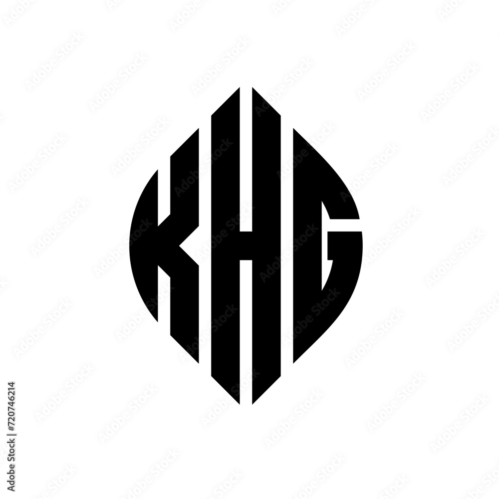 KHG circle letter logo design with circle and ellipse shape. KHG ellipse letters with typographic style. The three initials form a circle logo. KHG circle emblem abstract monogram letter mark vector. KHG circle letter logo design with circle and ellipse shape. KHG ellipse letters with typographic style. The three initials form a circle logo. KHG circle emblem abstract monogram letter mark vector.