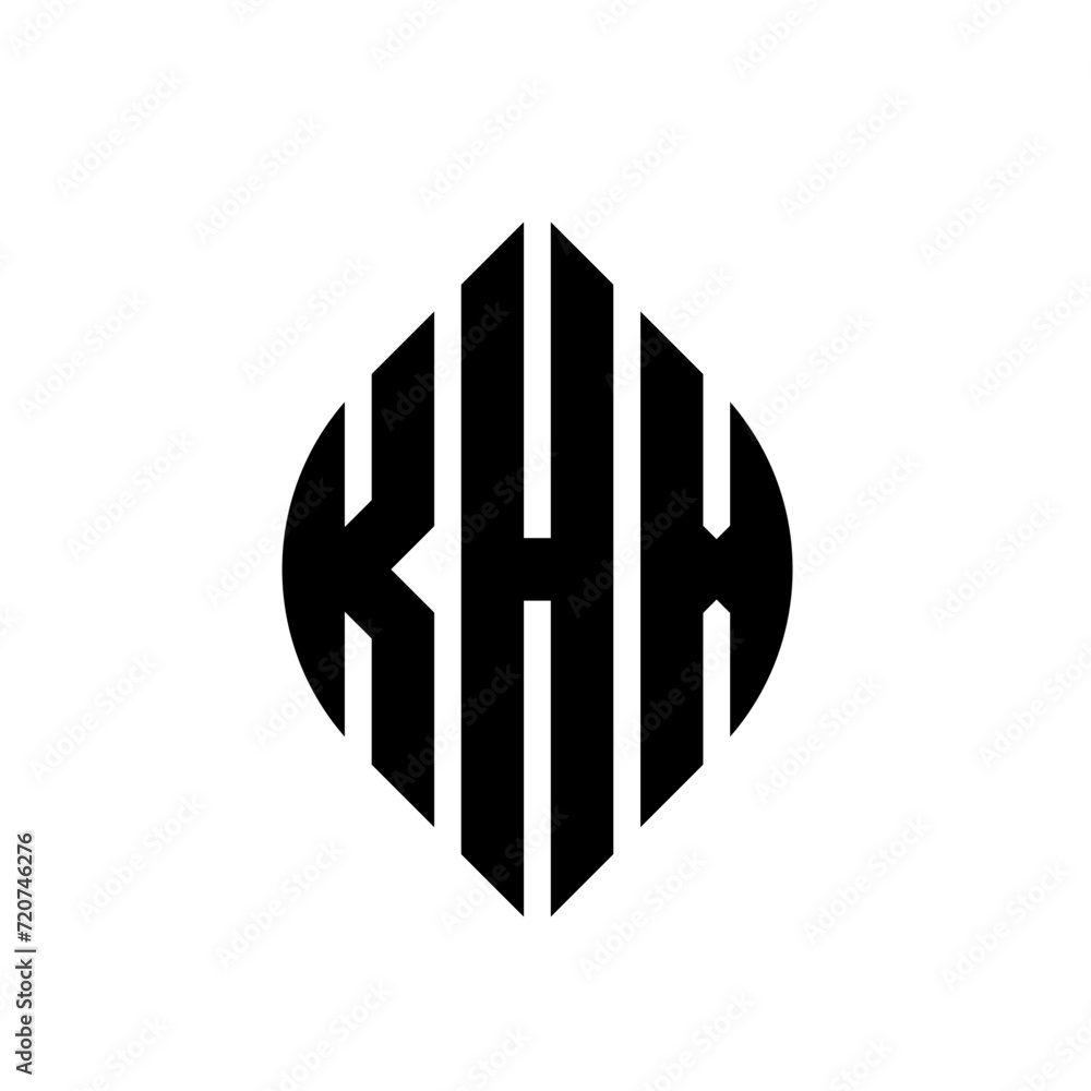 KHX circle letter logo design with circle and ellipse shape. KHX ellipse letters with typographic style. The three initials form a circle logo. KHX circle emblem abstract monogram letter mark vector. KHX circle letter logo design with circle and ellipse shape. KHX ellipse letters with typographic style. The three initials form a circle logo. KHX circle emblem abstract monogram letter mark vector.