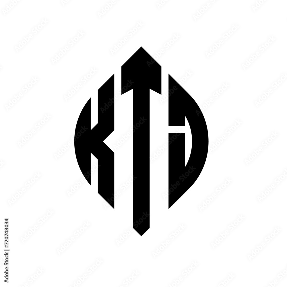 KTJ circle letter logo design with circle and ellipse shape. KTJ ellipse letters with typographic style. The three initials form a circle logo. KTJ circle emblem abstract monogram letter mark vector. KTJ circle letter logo design with circle and ellipse shape. KTJ ellipse letters with typographic style. The three initials form a circle logo. KTJ circle emblem abstract monogram letter mark vector.