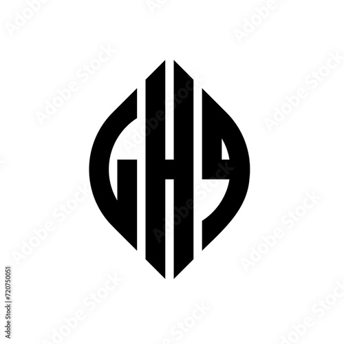 LHQ circle letter logo design with circle and ellipse shape. LHQ ellipse letters with typographic style. The three initials form a circle logo. LHQ circle emblem abstract monogram letter mark vector.