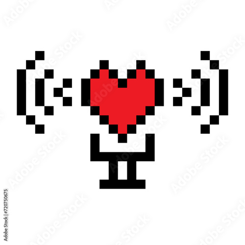 Podcast icon vector. Pixelated heart shaped microphone. Radio logo.