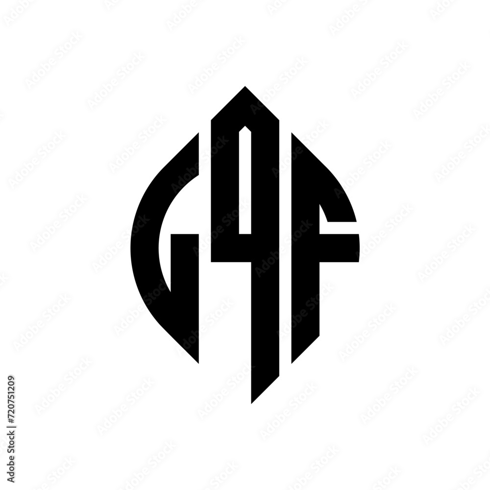 Obraz premium LQF circle letter logo design with circle and ellipse shape. LQF ellipse letters with typographic style. The three initials form a circle logo. LQF circle emblem abstract monogram letter mark vector.