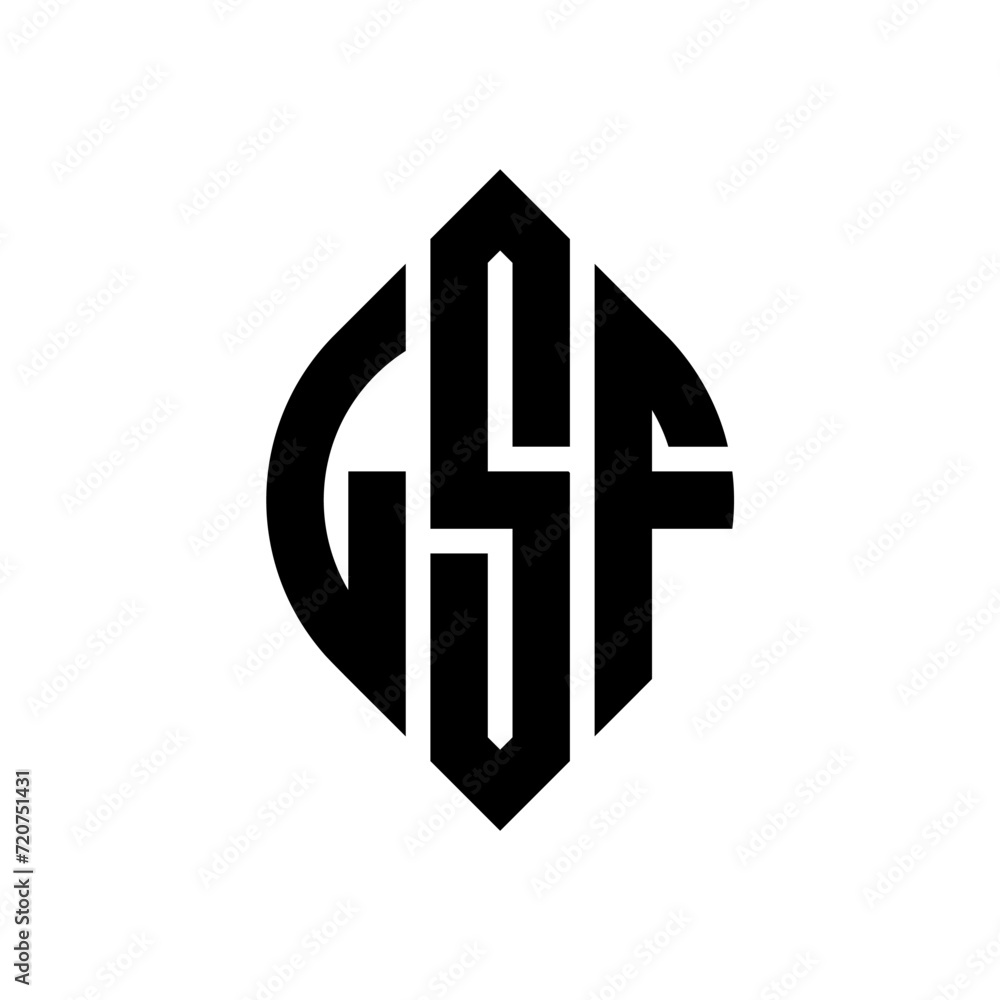 Fototapeta premium LSF circle letter logo design with circle and ellipse shape. LSF ellipse letters with typographic style. The three initials form a circle logo. LSF circle emblem abstract monogram letter mark vector.