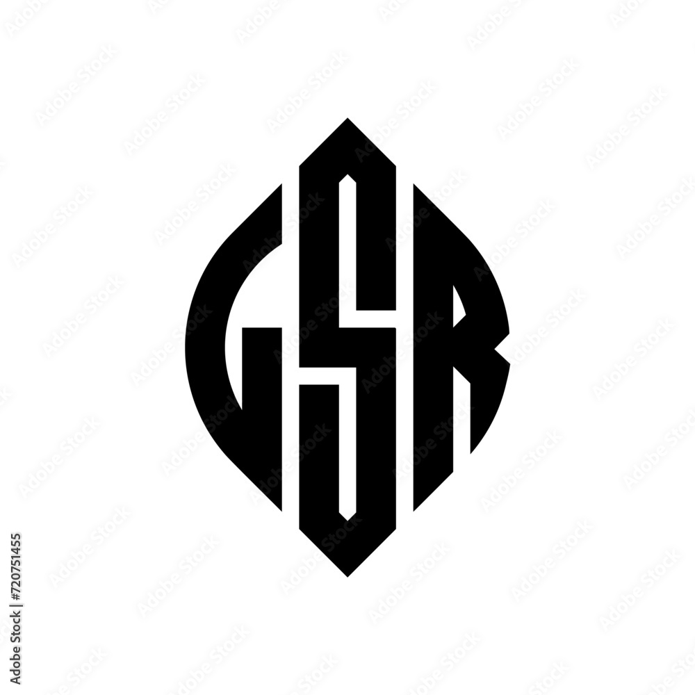 Obraz premium LSR circle letter logo design with circle and ellipse shape. LSR ellipse letters with typographic style. The three initials form a circle logo. LSR circle emblem abstract monogram letter mark vector.