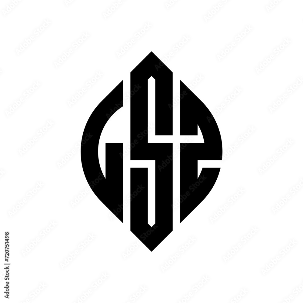 Obraz premium LSZ circle letter logo design with circle and ellipse shape. LSZ ellipse letters with typographic style. The three initials form a circle logo. LSZ circle emblem abstract monogram letter mark vector.