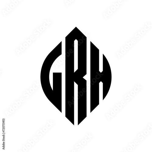 LRX circle letter logo design with circle and ellipse shape. LRX ellipse letters with typographic style. The three initials form a circle logo. LRX circle emblem abstract monogram letter mark vector. photo