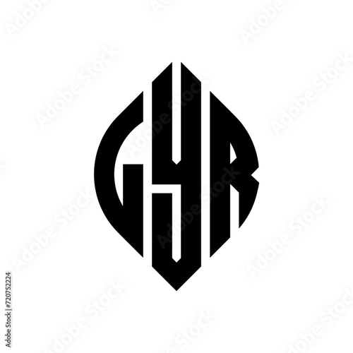 LYR circle letter logo design with circle and ellipse shape. LYR ellipse letters with typographic style. The three initials form a circle logo. LYR circle emblem abstract monogram letter mark vector. photo
