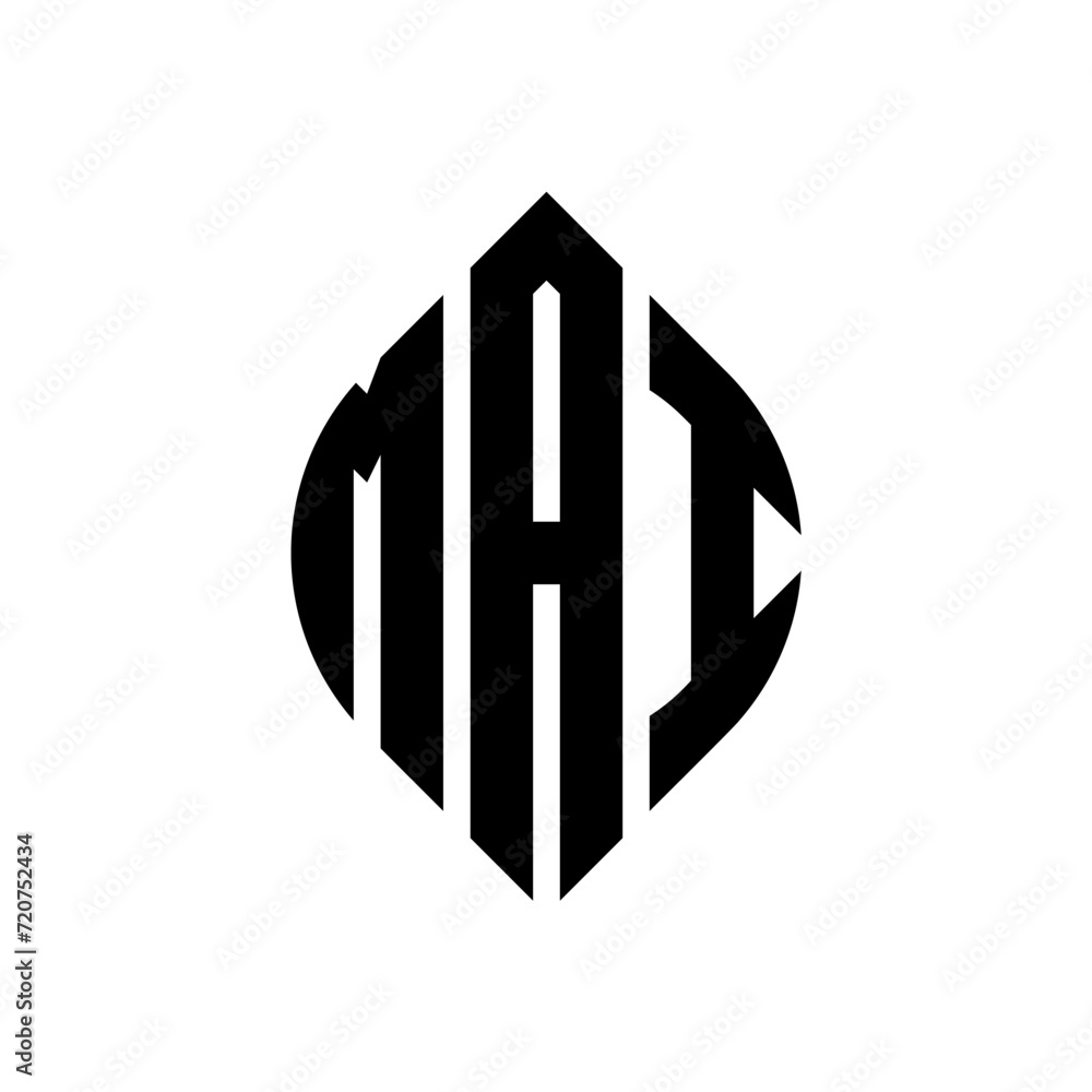 MAI circle letter logo design with circle and ellipse shape. MAI ellipse letters with typographic style. The three initials form a circle logo. MAI circle emblem abstract monogram letter mark vector. MAI circle letter logo design with circle and ellipse shape. MAI ellipse letters with typographic style. The three initials form a circle logo. MAI circle emblem abstract monogram letter mark vector.