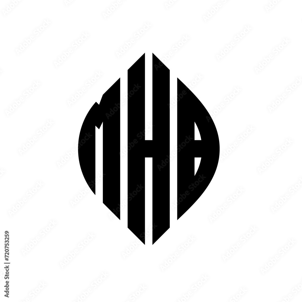 MHB circle letter logo design with circle and ellipse shape. MHB ellipse letters with typographic style. The three initials form a circle logo. MHB circle emblem abstract monogram letter mark vector. MHB circle letter logo design with circle and ellipse shape. MHB ellipse letters with typographic style. The three initials form a circle logo. MHB circle emblem abstract monogram letter mark vector.