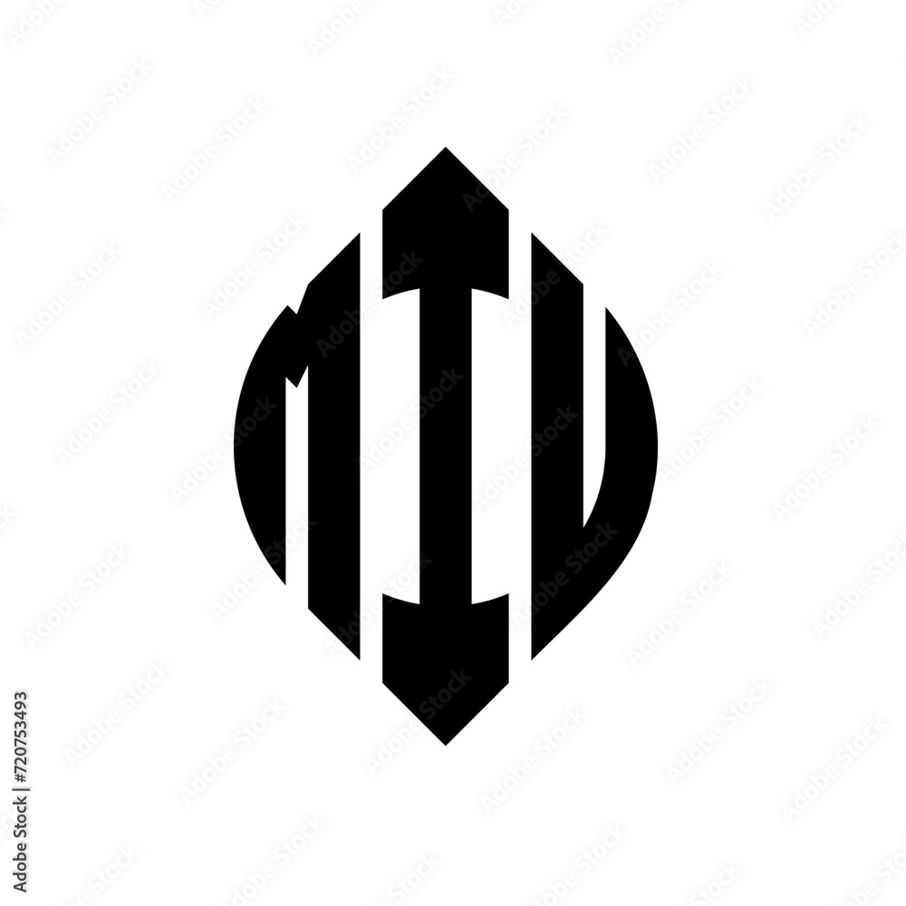 MIU circle letter logo design with circle and ellipse shape. MIU ellipse letters with typographic style. The three initials form a circle logo. MIU circle emblem abstract monogram letter mark vector. MIU circle letter logo design with circle and ellipse shape. MIU ellipse letters with typographic style. The three initials form a circle logo. MIU circle emblem abstract monogram letter mark vector.