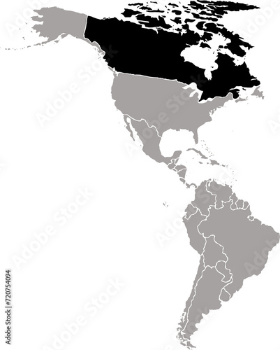 canada map with amercan continent map