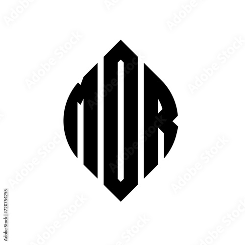 MOR circle letter logo design with circle and ellipse shape. MOR ellipse letters with typographic style. The three initials form a circle logo. MOR circle emblem abstract monogram letter mark vector.
