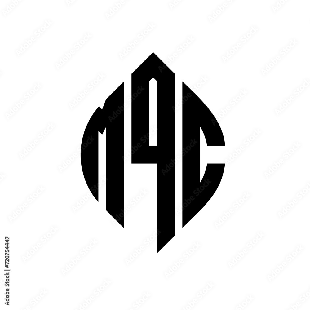 MQC circle letter logo design with circle and ellipse shape. MQC ellipse letters with typographic style. The three initials form a circle logo. MQC circle emblem abstract monogram letter mark vector. MQC circle letter logo design with circle and ellipse shape. MQC ellipse letters with typographic style. The three initials form a circle logo. MQC circle emblem abstract monogram letter mark vector.