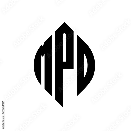MPO circle letter logo design with circle and ellipse shape. MPO ellipse letters with typographic style. The three initials form a circle logo. MPO circle emblem abstract monogram letter mark vector. photo