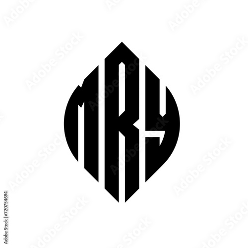 MRY circle letter logo design with circle and ellipse shape. MRY ellipse letters with typographic style. The three initials form a circle logo. MRY circle emblem abstract monogram letter mark vector. photo