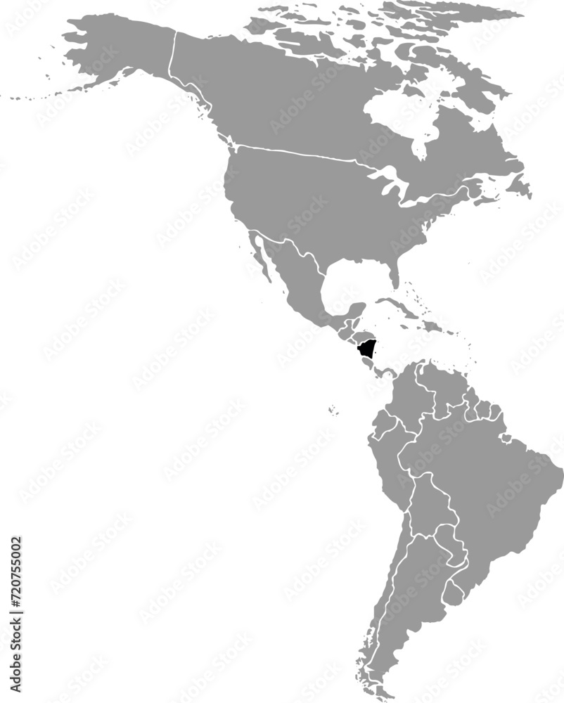 NICARAGUA MAP WITH AMERICAN CONTINENT MAP
