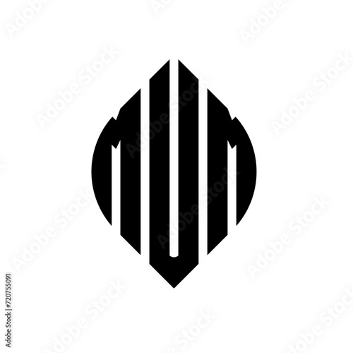 MUM circle letter logo design with circle and ellipse shape. MUM ellipse letters with typographic style. The three initials form a circle logo. MUM circle emblem abstract monogram letter mark vector.