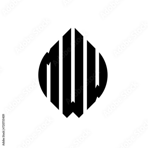 MWW circle letter logo design with circle and ellipse shape. MWW ellipse letters with typographic style. The three initials form a circle logo. MWW circle emblem abstract monogram letter mark vector.