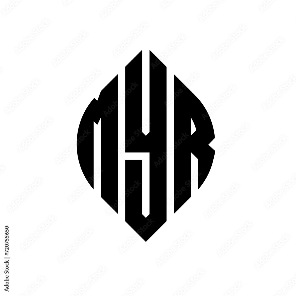 MYR circle letter logo design with circle and ellipse shape. MYR ellipse letters with typographic style. The three initials form a circle logo. MYR circle emblem abstract monogram letter mark vector. MYR circle letter logo design with circle and ellipse shape. MYR ellipse letters with typographic style. The three initials form a circle logo. MYR circle emblem abstract monogram letter mark vector.