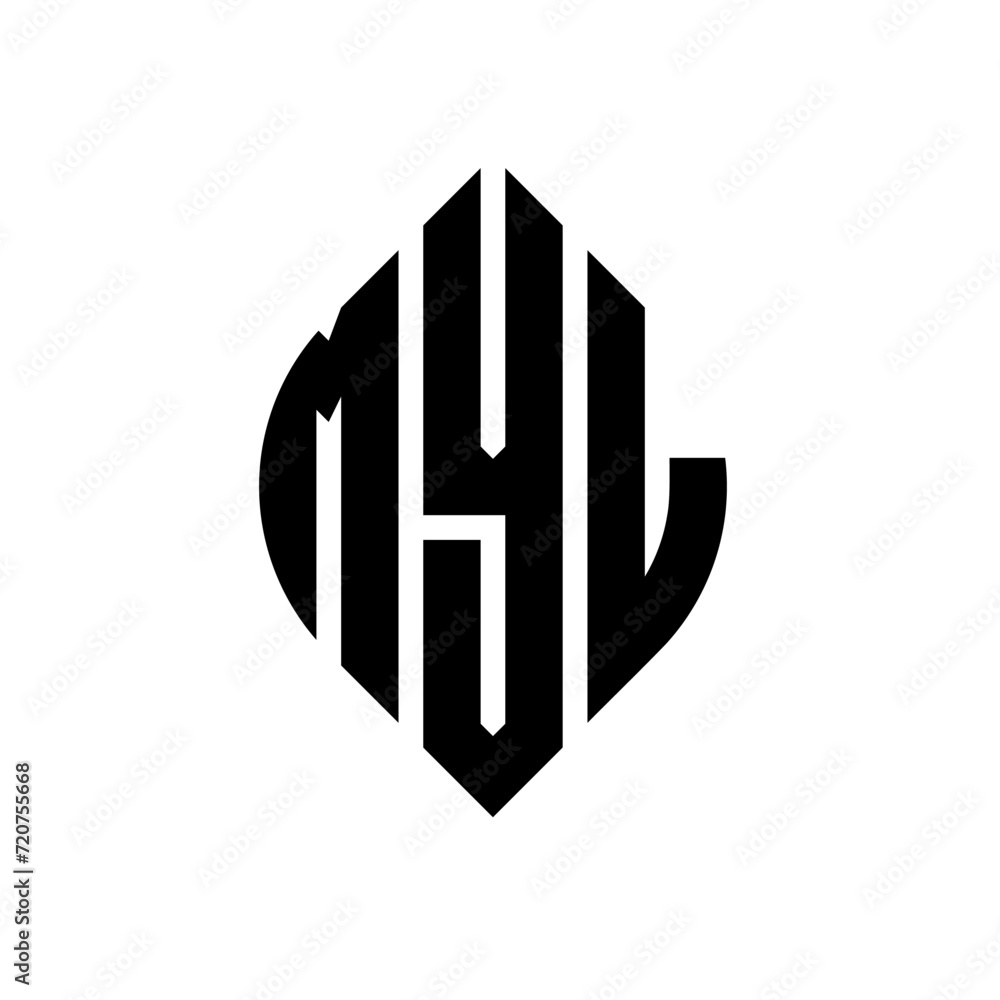 MYL circle letter logo design with circle and ellipse shape. MYL ellipse letters with typographic style. The three initials form a circle logo. MYL circle emblem abstract monogram letter mark vector. MYL circle letter logo design with circle and ellipse shape. MYL ellipse letters with typographic style. The three initials form a circle logo. MYL circle emblem abstract monogram letter mark vector.