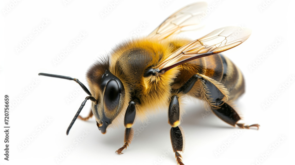 A bee on a white background A bee on a white background