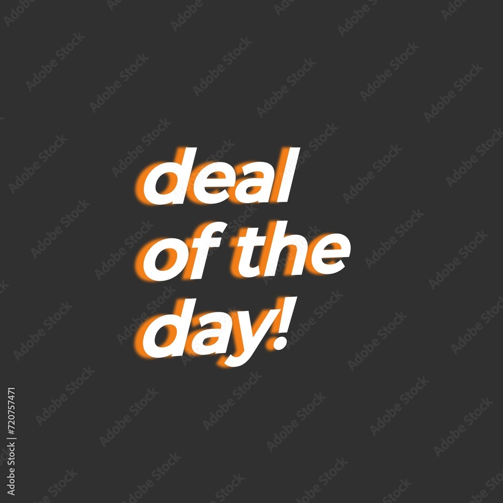 Deal Of The Day in Flat Colours with 3D Style Shadow. Orange shadow. 