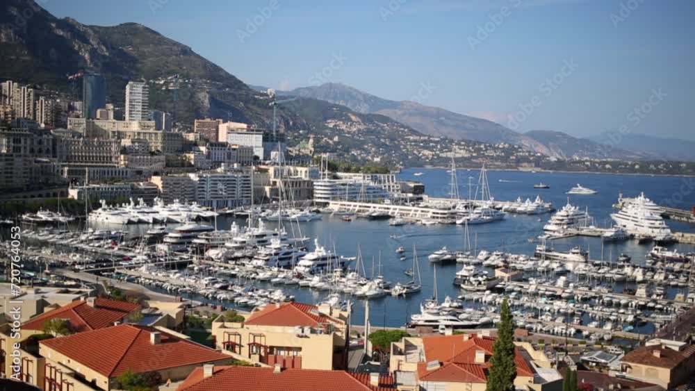 Port Hercule and the mountains in Monte Carlo, Monaco Port Hercule and the mountains in Monte Carlo, Monaco