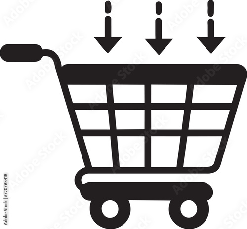 craft an arrow with a shopping cart, signifying e-commerce or shopping, icon