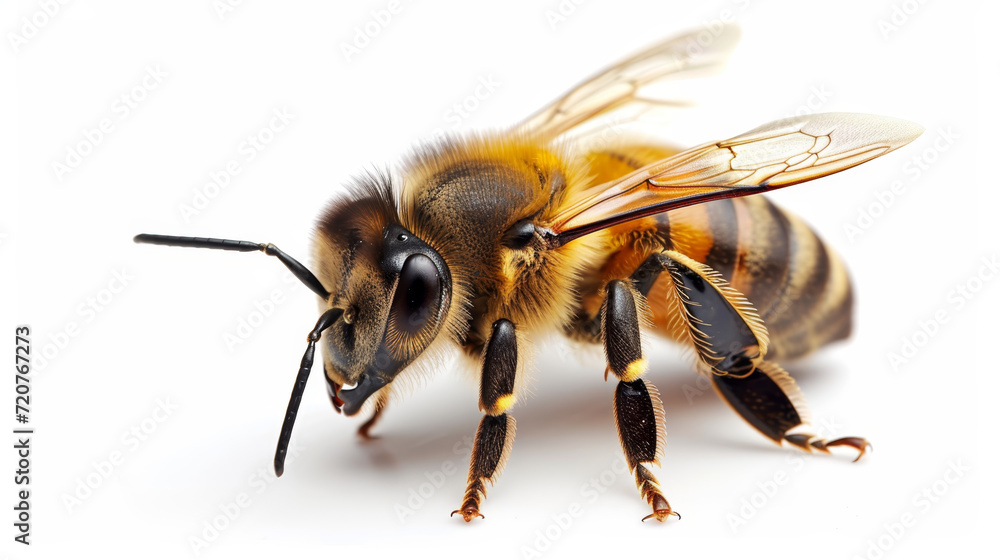 A bee on a white background A bee on a white background