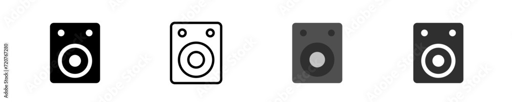 Stereo sound system speakers. Musical column speaker bass equipment. Illustration of sound speakers. Isolated music icon in vector design style Stereo sound system speakers. Musical column speaker bass equipment. Illustration of sound speakers. Isolated music icon in vector design style