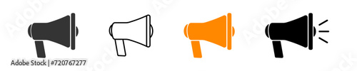 Megaphone icons set. Electric megaphone symbol with sound. Collection of Megaphone sign. Advertising with megaphone. Loudspeaker graphic icon in vector style