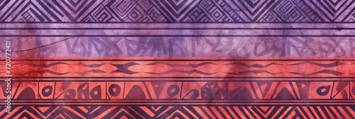 Periwinkle, terracotta, and magenta seamless African pattern, tribal motifs grunge texture on textile