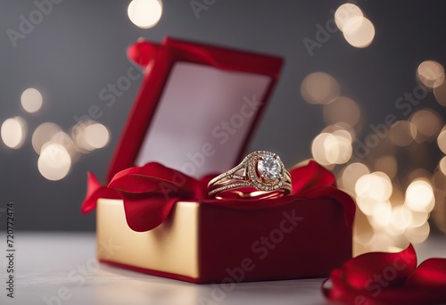Valentine's Day red red engagement box background whitered ring Gold wedding wedding beautiful moment rose anniversary ring Banner Happy bokeh photo