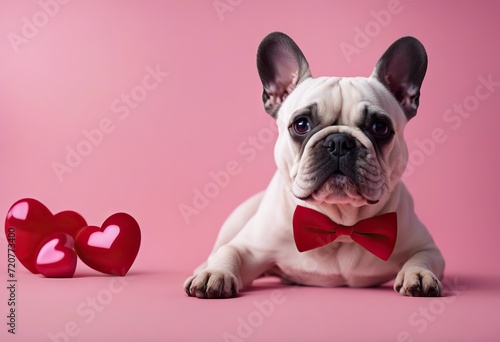 Valentine's Day photo kiss lips pink front dog Bulldog background prop French © akkash jpg