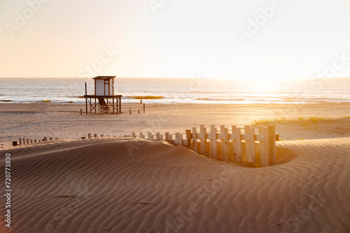 Beautiful morning of summer in the beach. Mar Azul, Argentina.