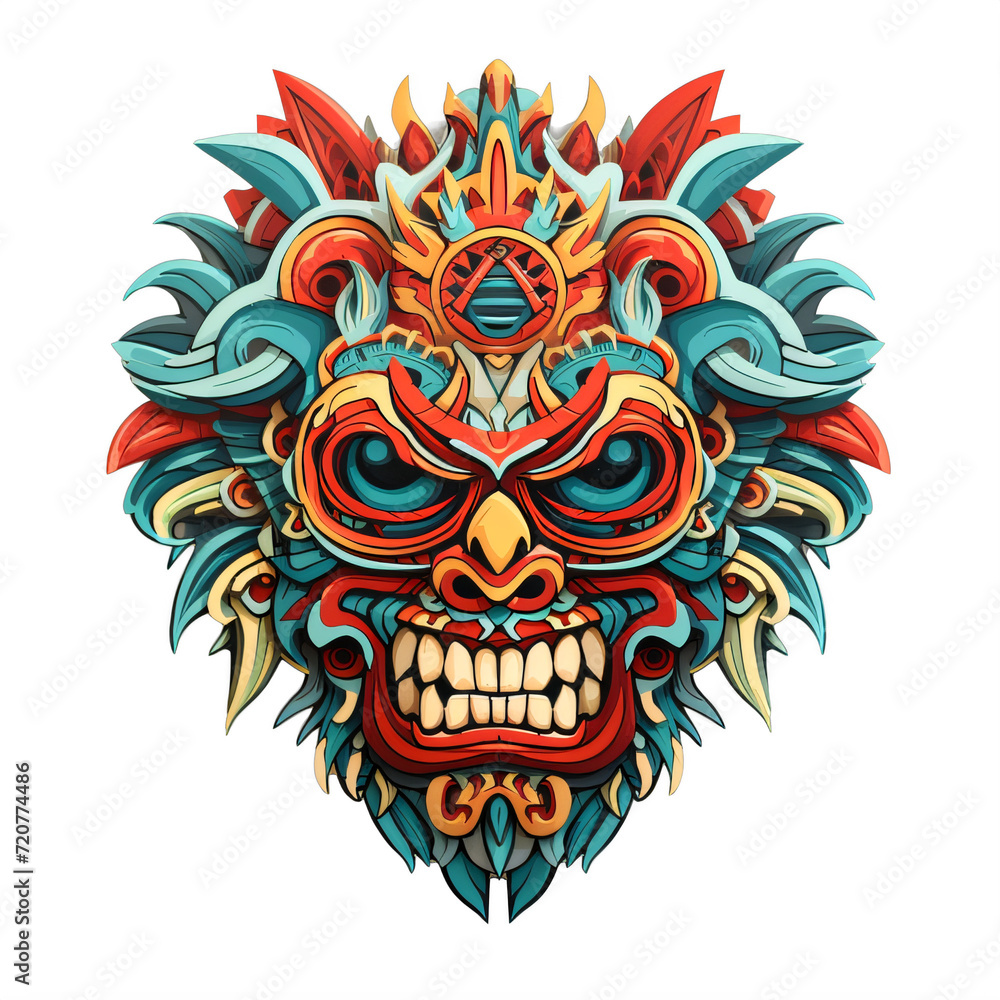 colorful demon mask on a transparent background png isolated