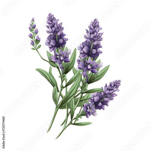 purple lavender flowers watercolor on a transparent background png isolated