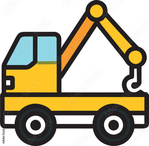 create an icon of a tow truck with a hook, symbolizing roadside assistance, icon